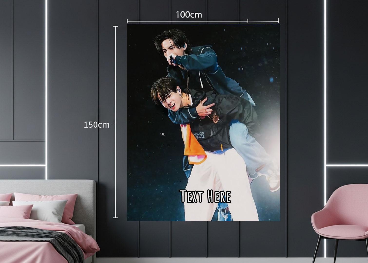 Taekook Hanging Tapestry | Bantan Boys | Personalized Wall Art | Polyester Fabric | Ship Flag Banner