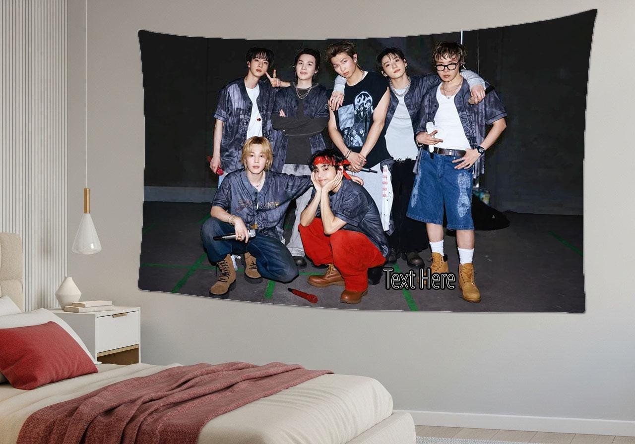 Bangtan Hanging Tapestry | Bantan Boys | Personalized Wall Art | Polyester Fabric | Ship Flag Banner