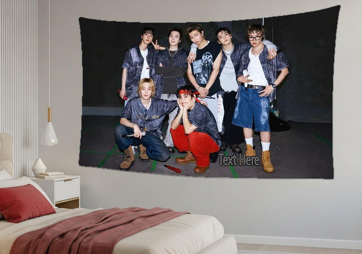 Bangtan Hanging Tapestry | Bantan Boys | Personalized Wall Art | Polyester Fabric | Ship Flag Banner