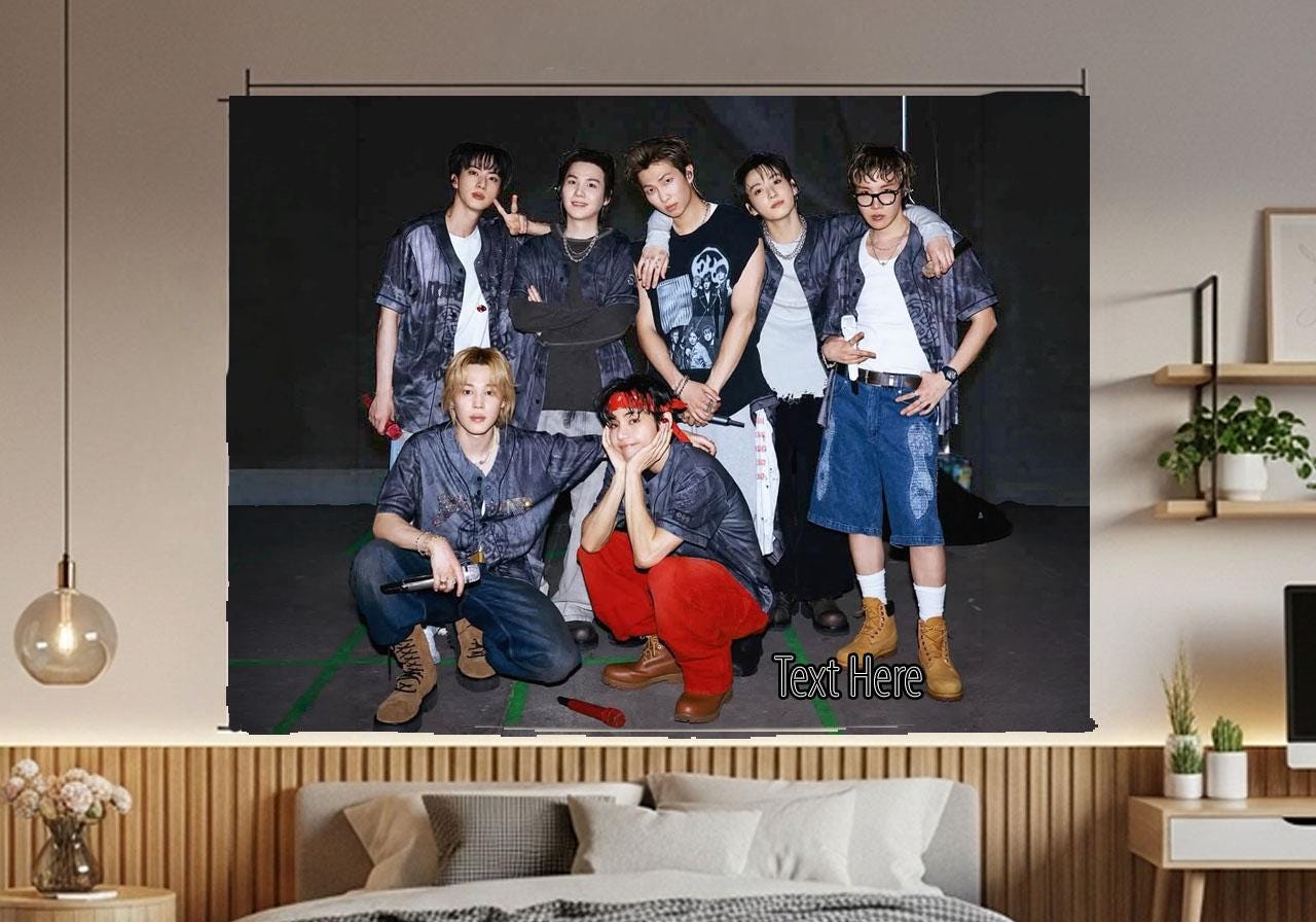 Bangtan Hanging Tapestry | Bantan Boys | Personalized Wall Art | Polyester Fabric | Ship Flag Banner