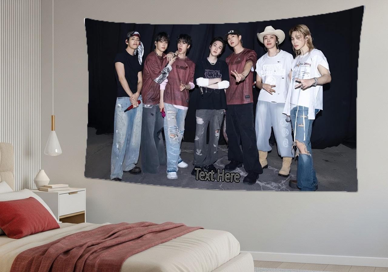 Bangtan Hanging Tapestry | Bantan Boys | Personalized Wall Art | Polyester Fabric | Ship Flag Banner