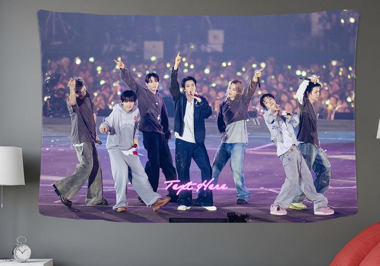 Bangtan Hanging Tapestry | Bantan Boys | Personalized Wall Art | Polyester Fabric | Ship Flag Banner