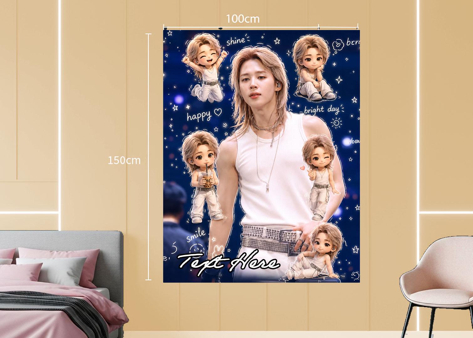 Jimin Hanging Tapestry | Bantan Boys | Personalized Wall Art | Polyester Fabric | Ship Flag Banner