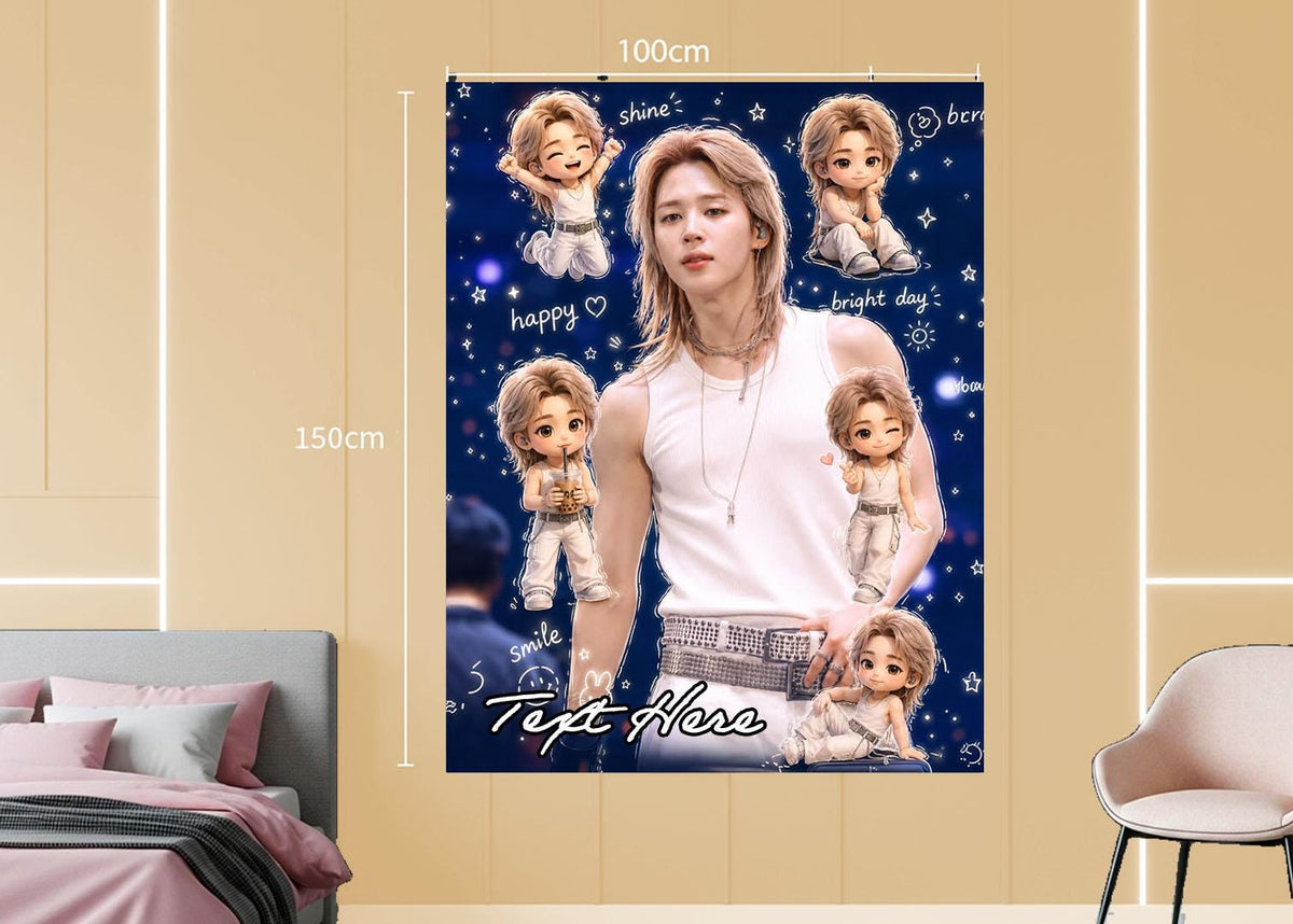 Jimin Hanging Tapestry | Bantan Boys | Personalized Wall Art | Polyester Fabric | Ship Flag Banner