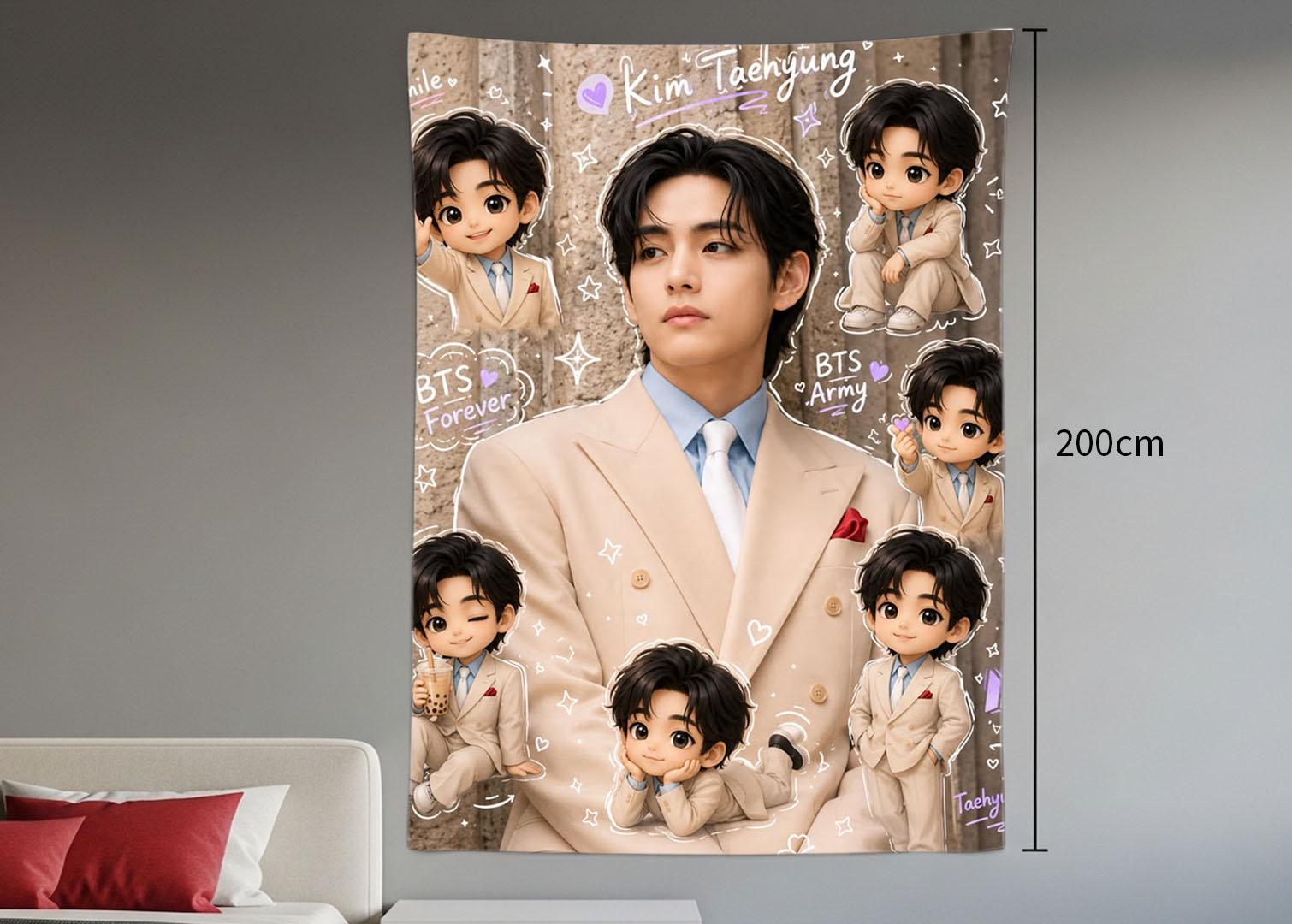 Taehyung Hanging Tapestry | Bantan Boys | Personalized Wall Art | Polyester Fabric | Ship Flag Banner