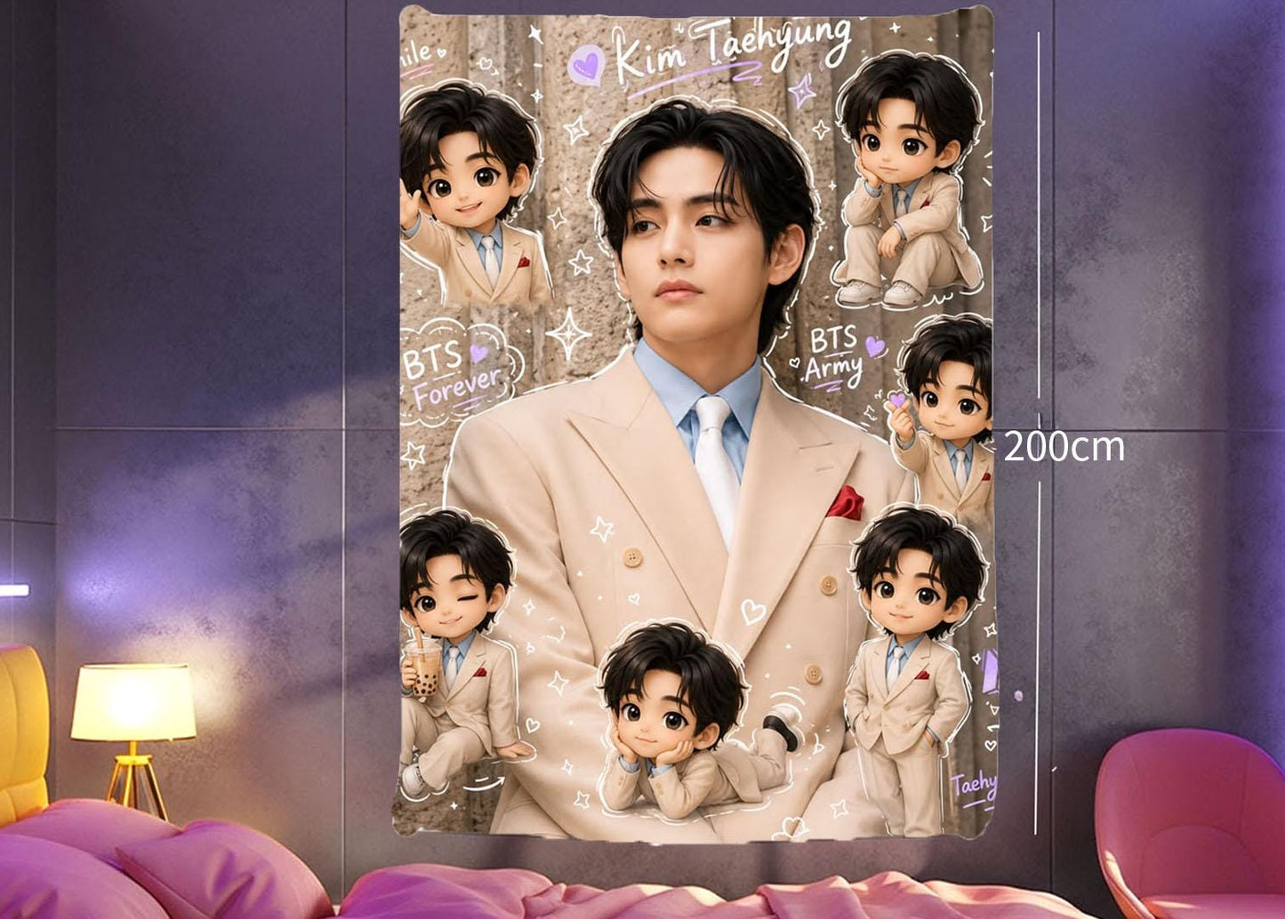 Taehyung Hanging Tapestry | Bantan Boys | Personalized Wall Art | Polyester Fabric | Ship Flag Banner