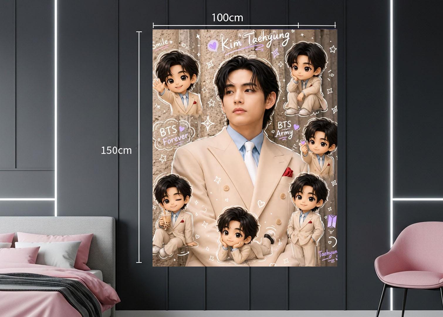 Taehyung Hanging Tapestry | Bantan Boys | Personalized Wall Art | Polyester Fabric | Ship Flag Banner