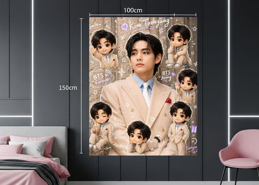 Taehyung Hanging Tapestry | Bantan Boys | Personalized Wall Art | Polyester Fabric | Ship Flag Banner