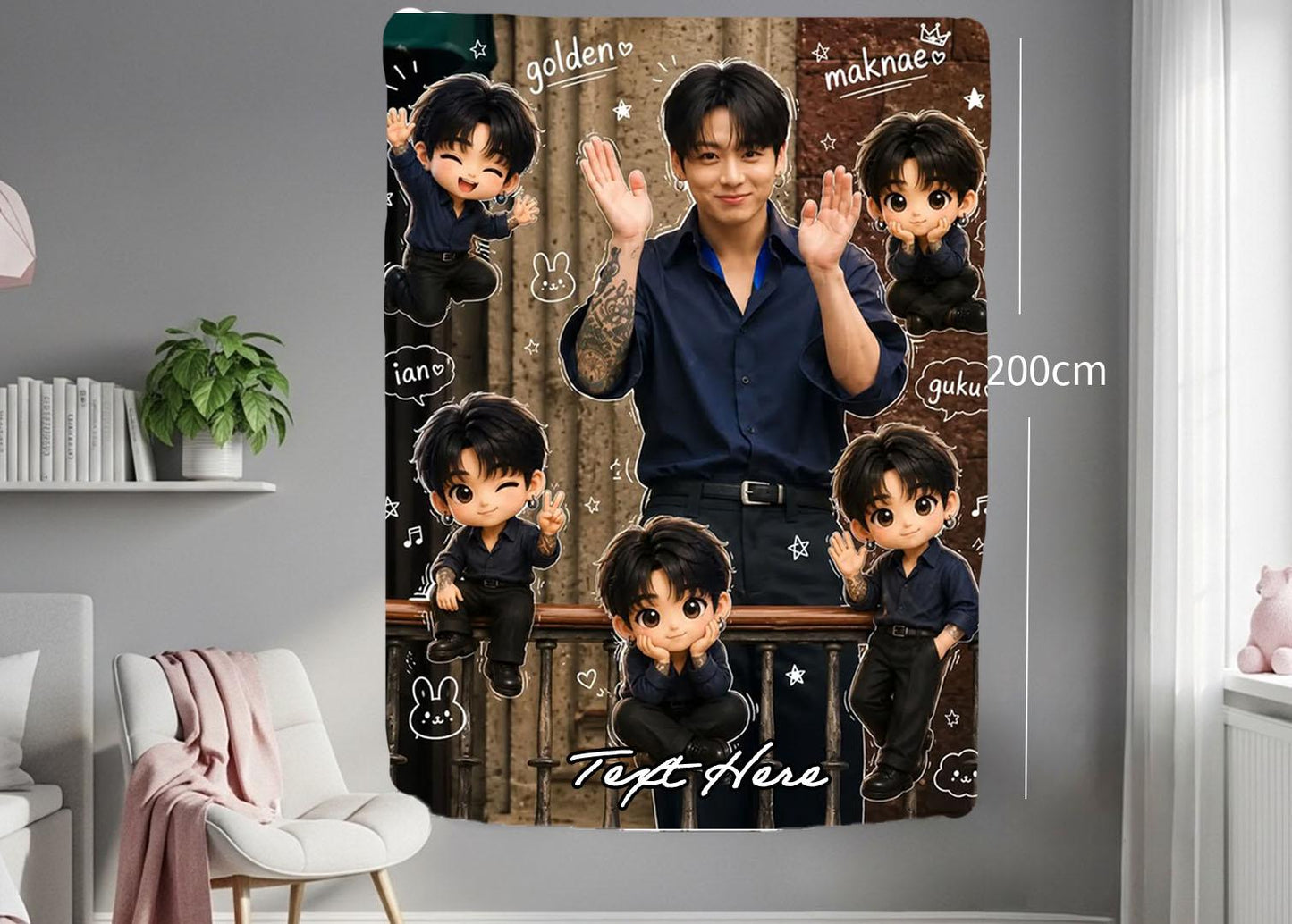 Jungkook Hanging Tapestry | Bantan Boys | Personalized Wall Art | Polyester Fabric | Ship Flag Banner