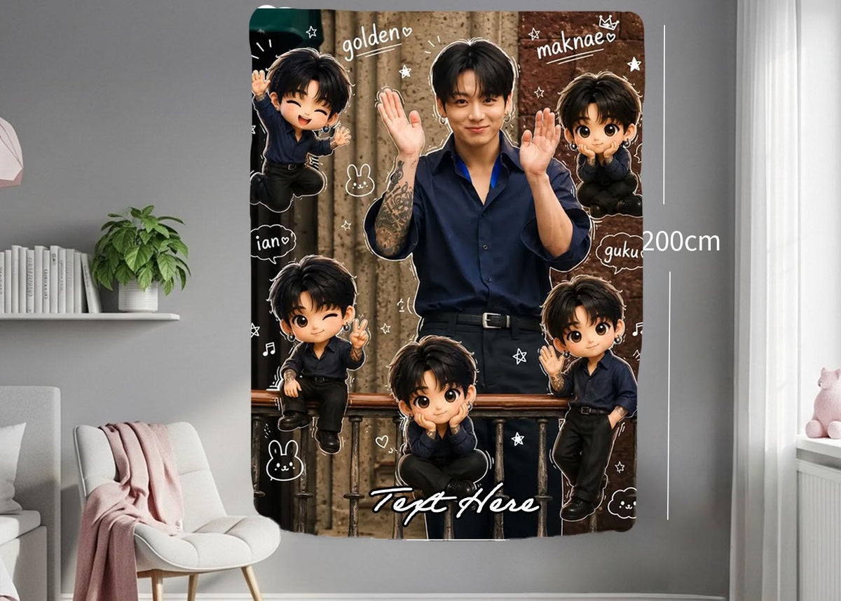 Jungkook Hanging Tapestry | Bantan Boys | Personalized Wall Art | Polyester Fabric | Ship Flag Banner