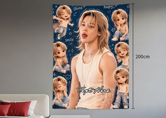 Jimin Hanging Tapestry | Bantan Boys | Personalized Wall Art | Polyester Fabric | Ship Flag Banner
