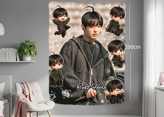 Jungkook Hanging Tapestry | Bantan Boys | Personalized Wall Art | Polyester Fabric | Ship Flag Banner