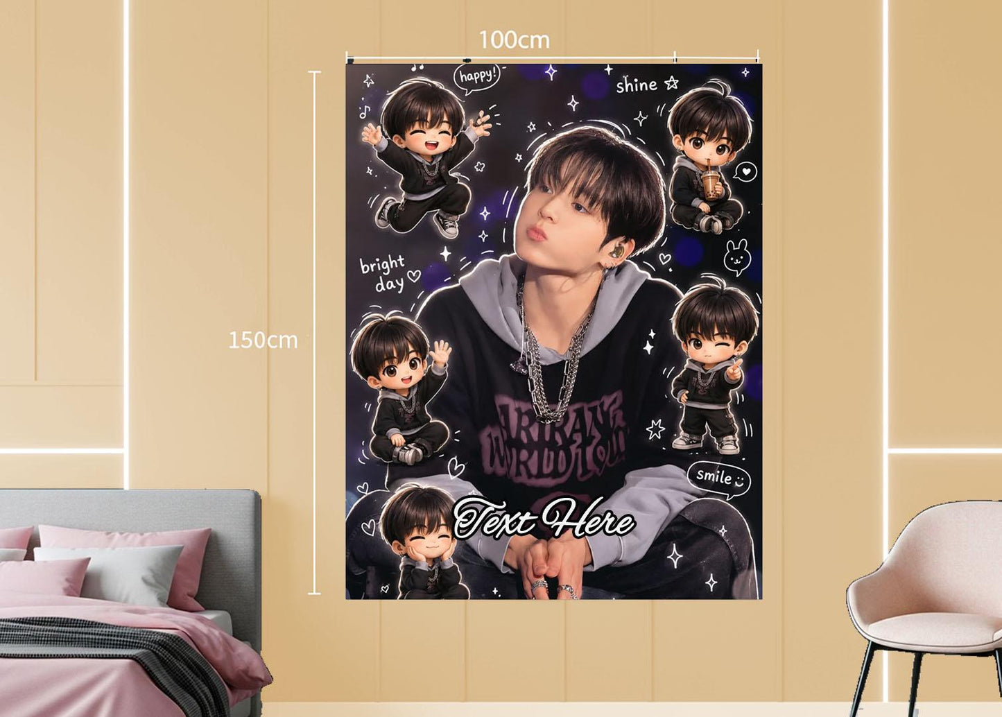 Jungkook Hanging Tapestry | Bantan Boys | Personalized Wall Art | Polyester Fabric | Ship Flag Banner