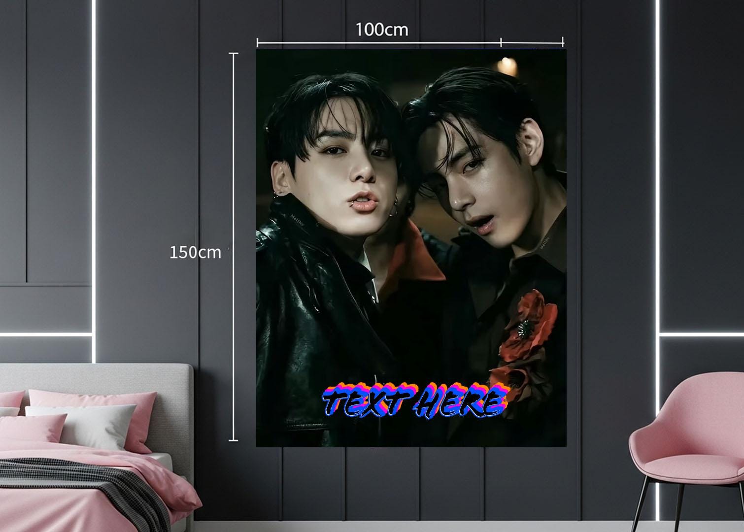 Taekook Hanging Tapestry | Bantan Boys | Personalized Wall Art | Polyester Fabric | Ship Flag Banner