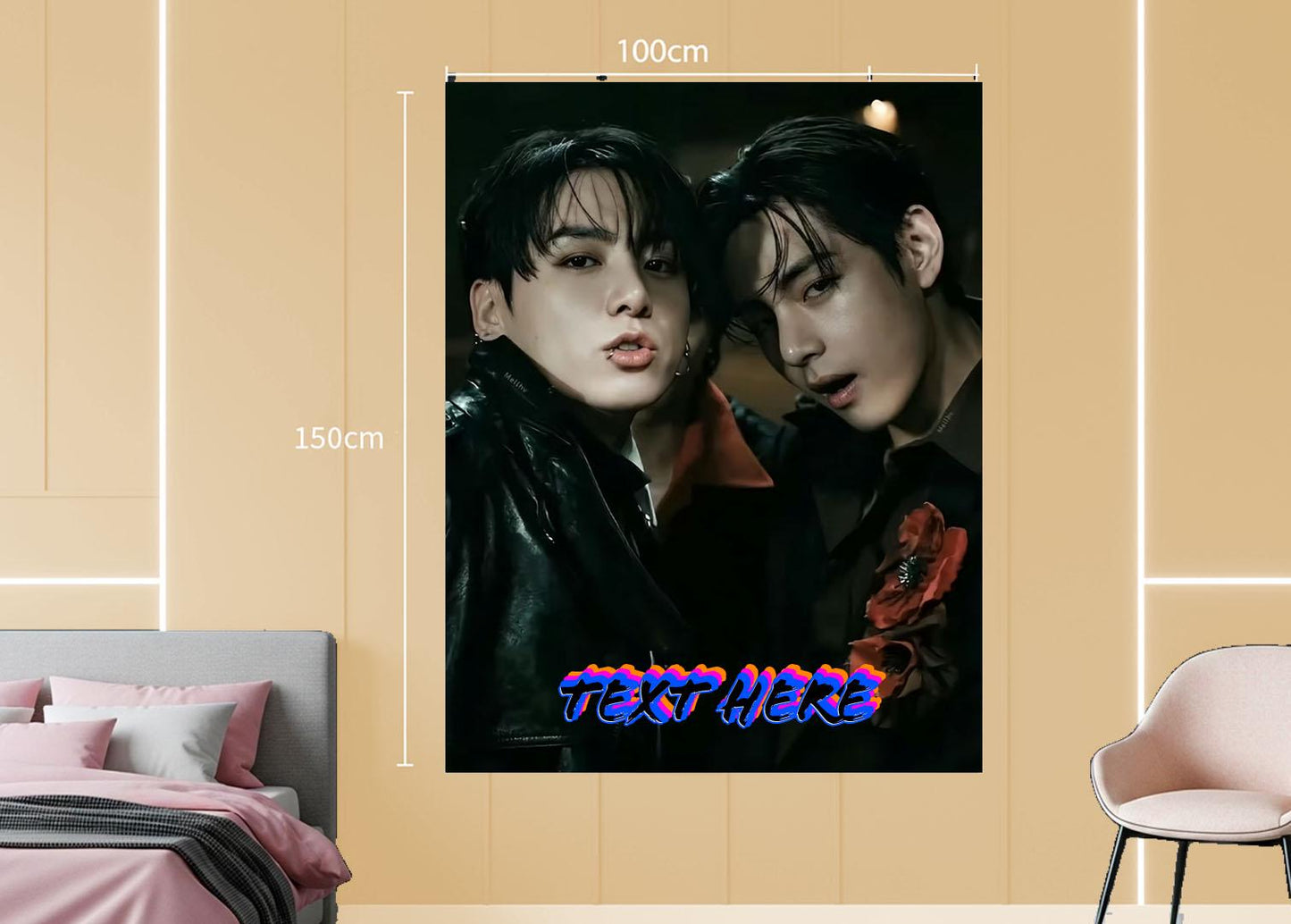 Taekook Hanging Tapestry | Bantan Boys | Personalized Wall Art | Polyester Fabric | Ship Flag Banner