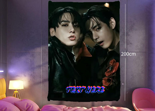 Taekook Hanging Tapestry | Bantan Boys | Personalized Wall Art | Polyester Fabric | Ship Flag Banner