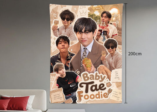 Taehyung Hanging Tapestry | Bantan Boys | Personalized Wall Art | Polyester Fabric | Ship Flag Banner