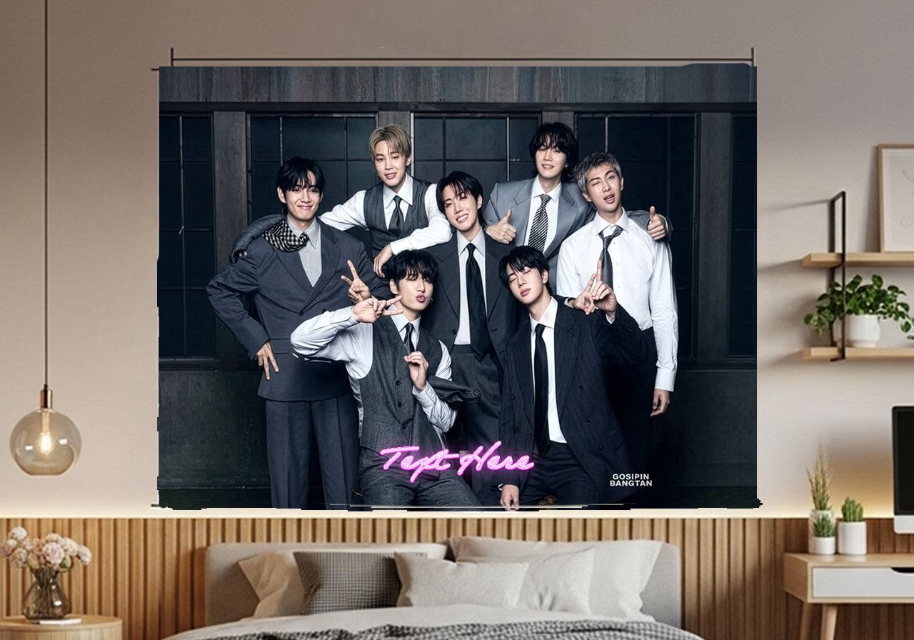 Bangtan Hanging Tapestry | Bantan Boys | Personalized Wall Art | Polyester Fabric | Ship Flag Banner
