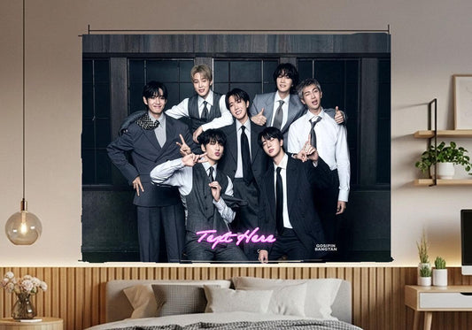 Bangtan Hanging Tapestry | Bantan Boys | Personalized Wall Art | Polyester Fabric | Ship Flag Banner