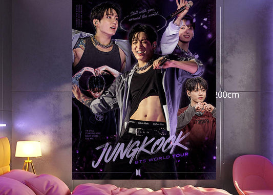 Jungkook Hanging Tapestry | Bantan Boys | Personalized Wall Art | Polyester Fabric | Ship Flag Banner