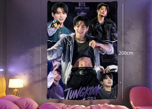 Jungkook Hanging Tapestry | Bantan Boys | Personalized Wall Art | Polyester Fabric | Ship Flag Banner