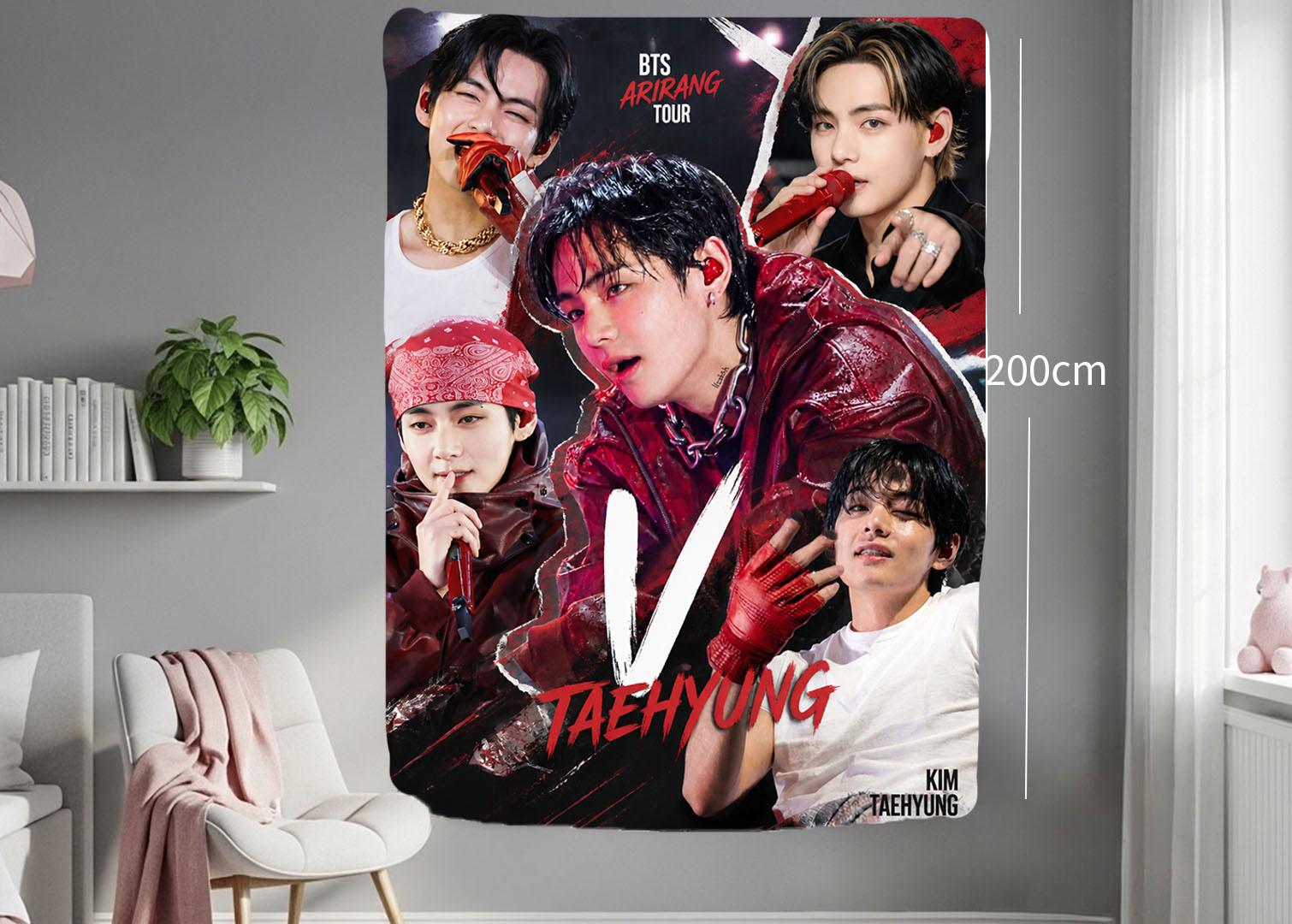 Taehyung Hanging Tapestry | Bantan Boys | Personalized Wall Art | Polyester Fabric | Ship Flag Banner