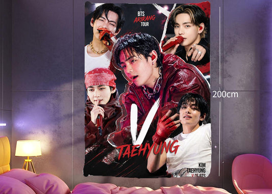 Taehyung Hanging Tapestry | Bantan Boys | Personalized Wall Art | Polyester Fabric | Ship Flag Banner