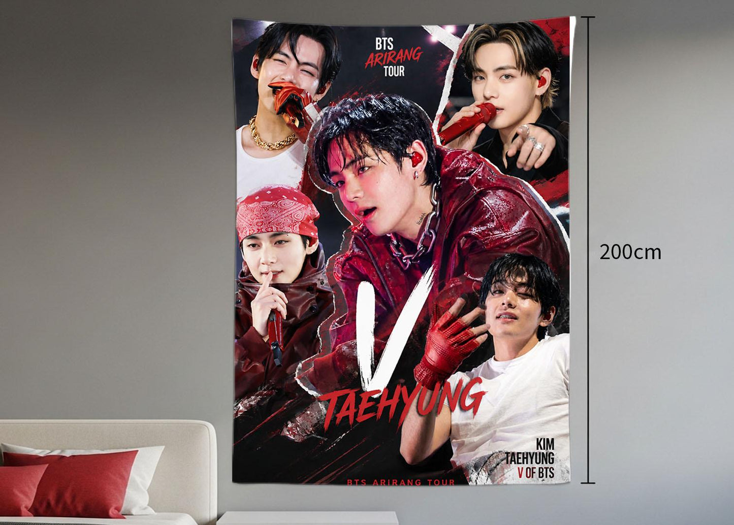 Taehyung Hanging Tapestry | Bantan Boys | Personalized Wall Art | Polyester Fabric | Ship Flag Banner
