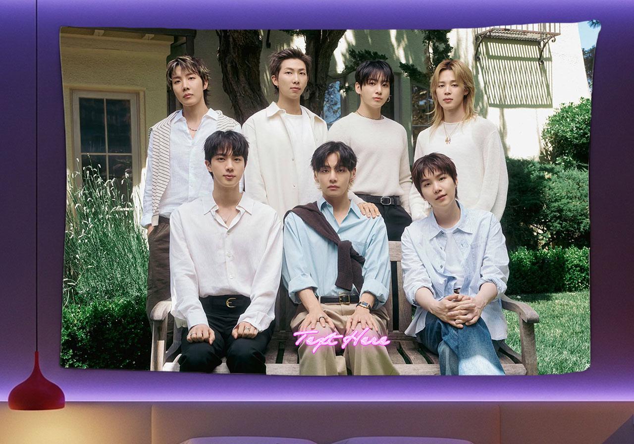 Bangtan Hanging Tapestry | Bantan Boys | Personalized Wall Art | Polyester Fabric | Ship Flag Banner
