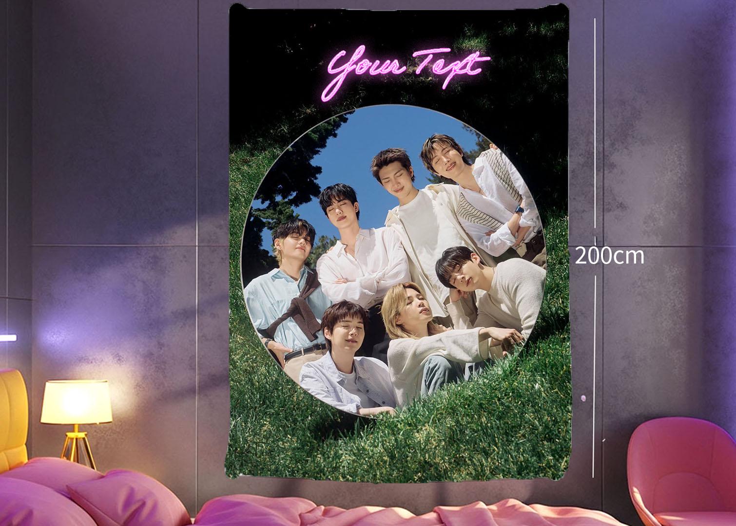 Bangtan Hanging Tapestry | Bantan Boys | Personalized Wall Art | Polyester Fabric | Ship Flag Banner