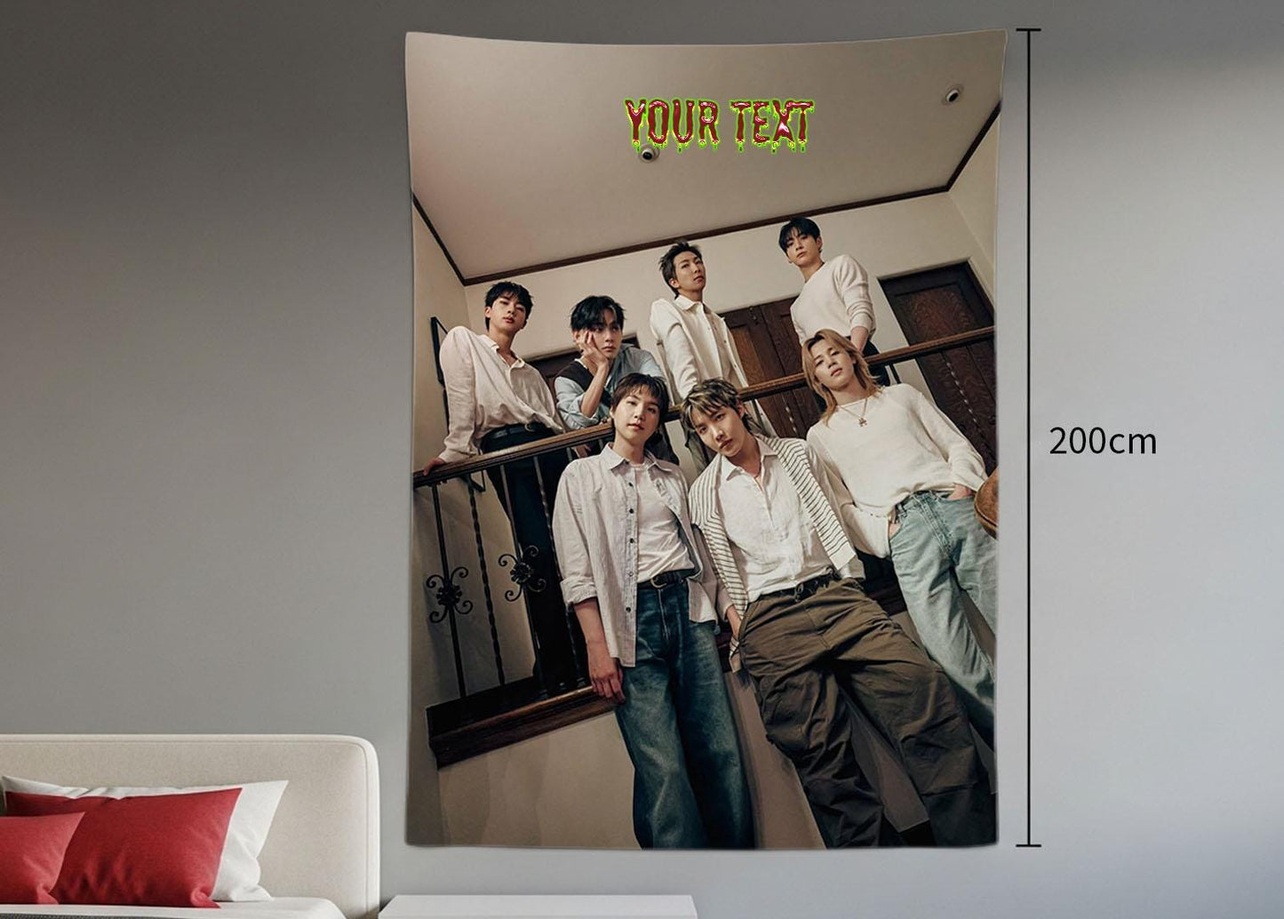 Bangtan Hanging Tapestry | Bantan Boys | Personalized Wall Art | Polyester Fabric | Ship Flag Banner