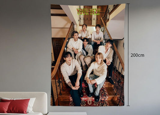Bangtan Hanging Tapestry | Bantan Boys | Personalized Wall Art | Polyester Fabric | Ship Flag Banner