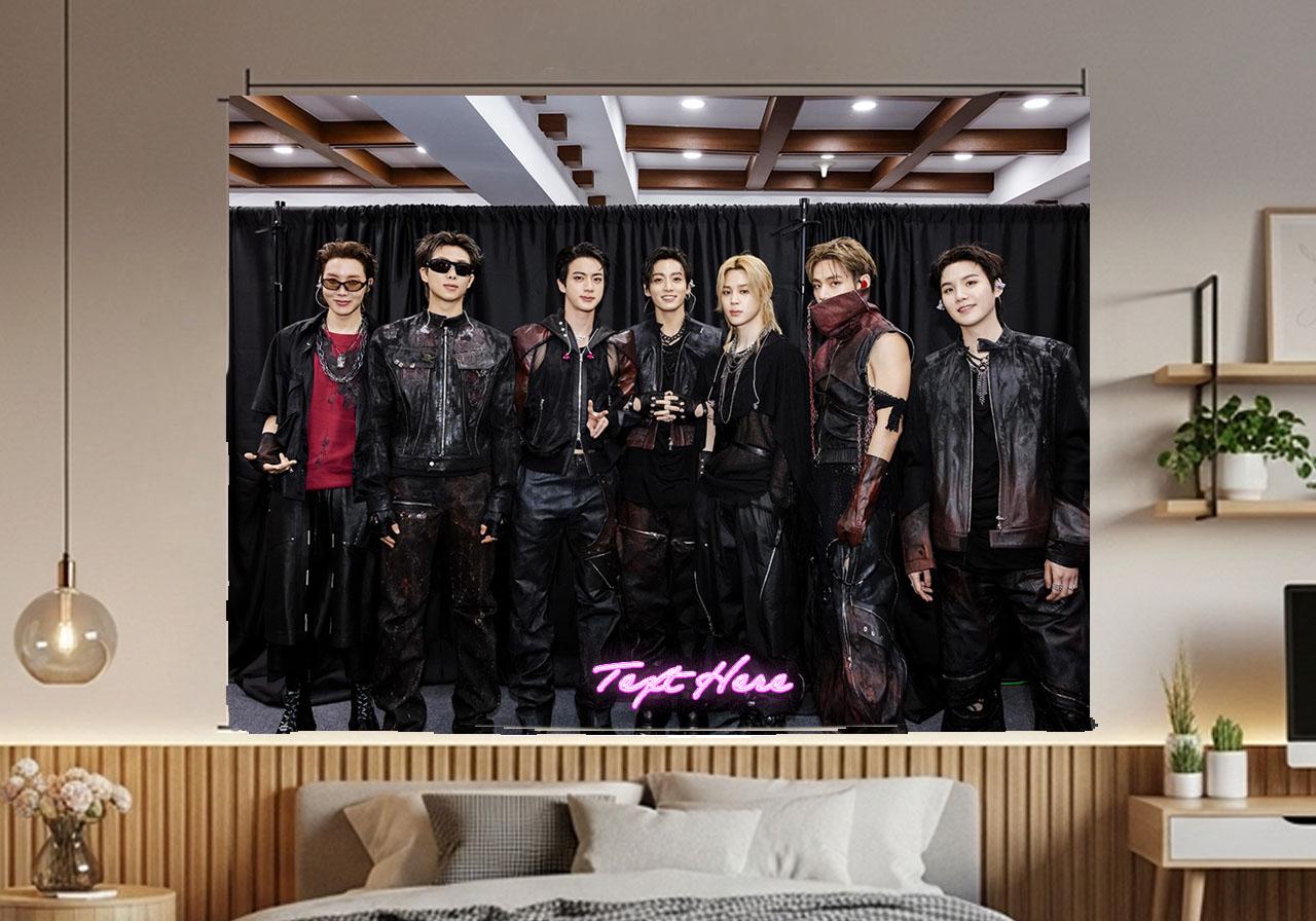 Bangtan Hanging Tapestry | Bantan Boys | Personalized Wall Art | Polyester Fabric | Ship Flag Banner