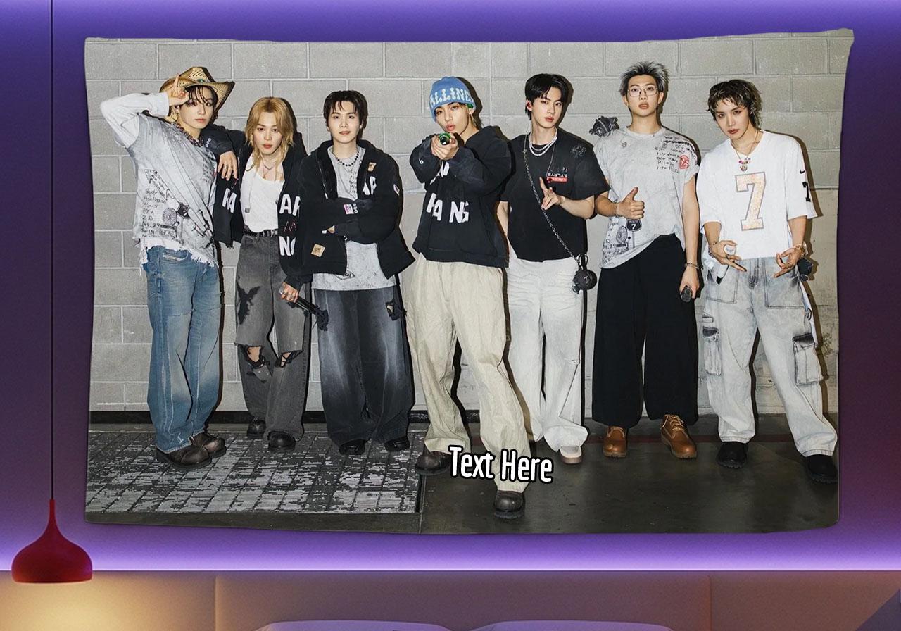 Bangtan Hanging Tapestry | Bantan Boys | Personalized Wall Art | Polyester Fabric | Ship Flag Banner