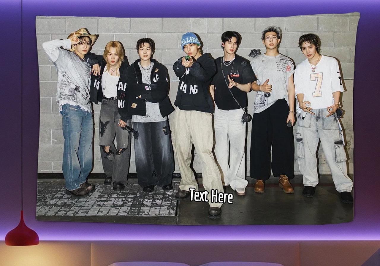Bangtan Hanging Tapestry | Bantan Boys | Personalized Wall Art | Polyester Fabric | Ship Flag Banner