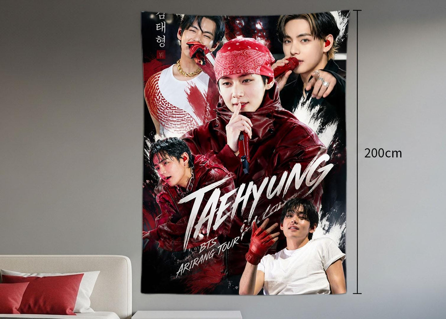Taehyung Hanging Tapestry | Bantan Boys | Personalized Wall Art | Polyester Fabric | Ship Flag Banner