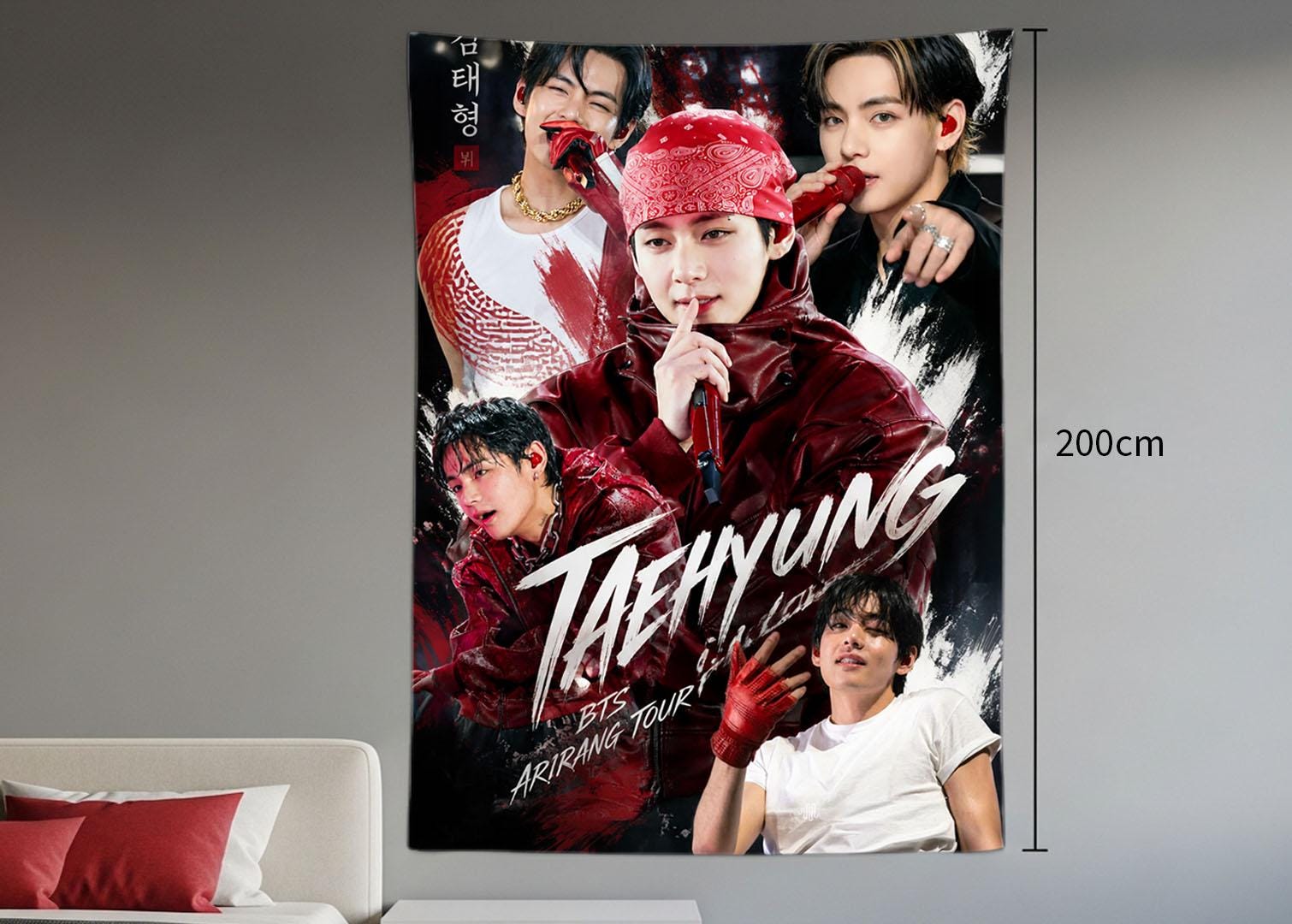 Taehyung Hanging Tapestry | Bantan Boys | Personalized Wall Art | Polyester Fabric | Ship Flag Banner