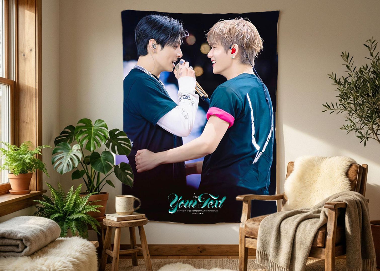 Taekook Hanging Tapestry | Bantan Boys | Personalized Wall Art | Polyester Fabric | Ship Flag Banner