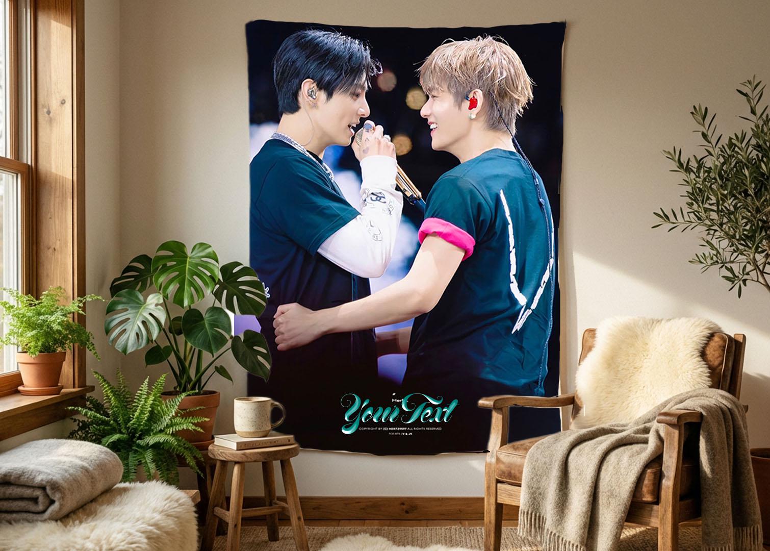 Taekook Hanging Tapestry | Bantan Boys | Personalized Wall Art | Polyester Fabric | Ship Flag Banner