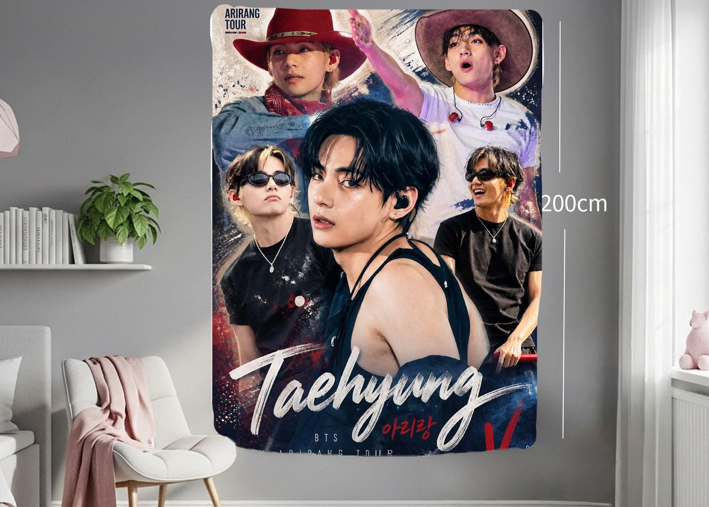 Taehyung Hanging Tapestry | Bantan Boys | Personalized Wall Art | Polyester Fabric | Ship Flag Banner