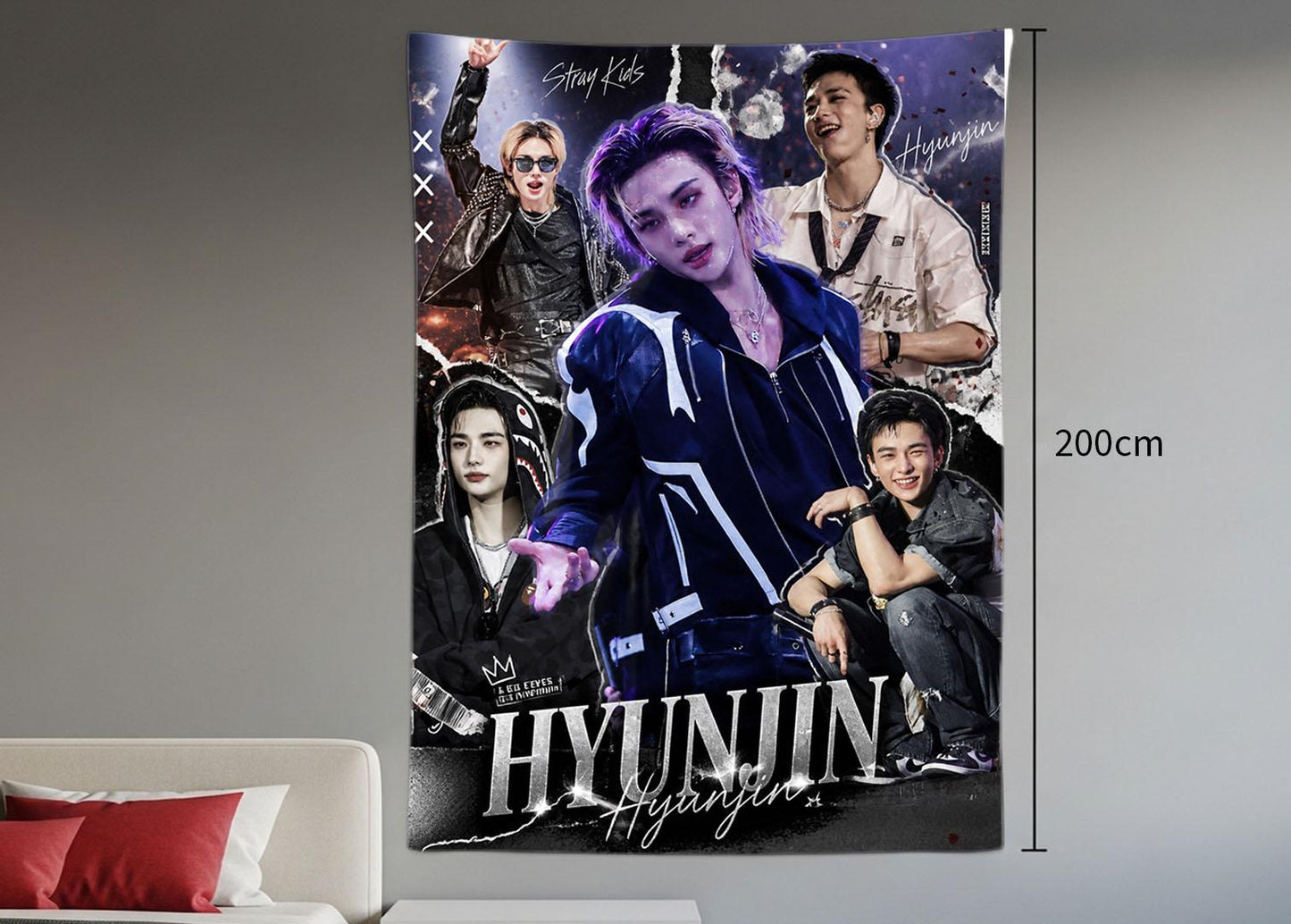 Hyunjin Hanging Tapestry | Stray Kids | Personalized Wall Art | Polyester Fabric | Ship Flag Banner