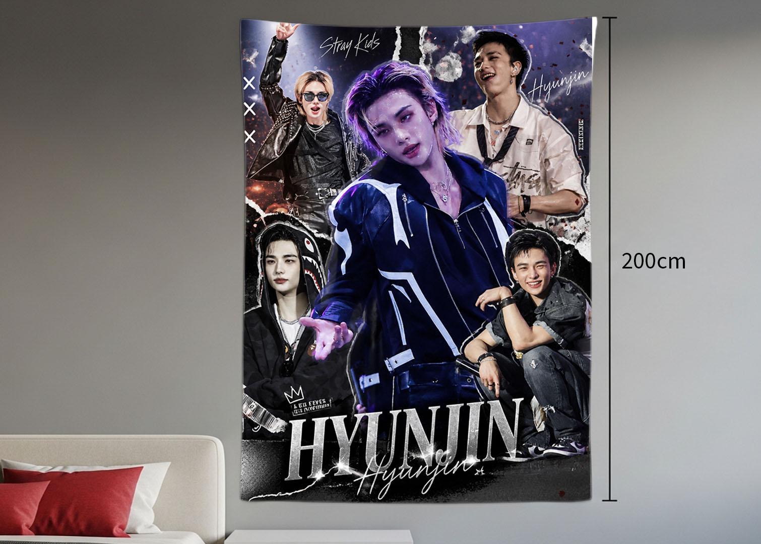 Hyunjin Hanging Tapestry | Stray Kids | Personalized Wall Art | Polyester Fabric | Ship Flag Banner
