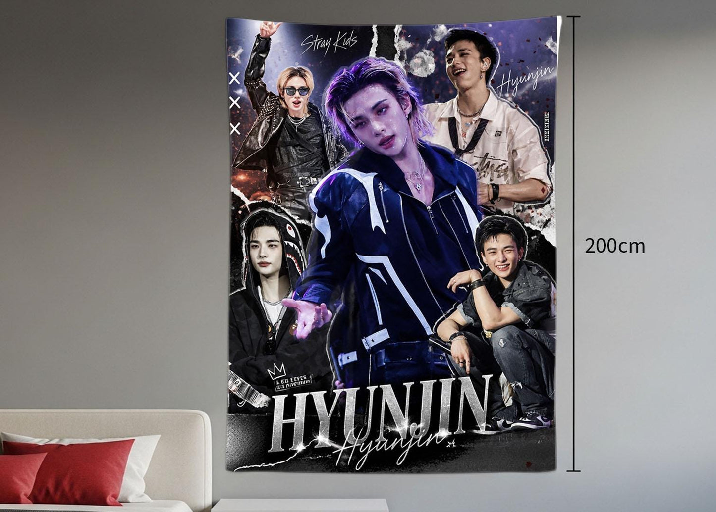 Hyunjin Hanging Tapestry | Stray Kids | Personalized Wall Art | Polyester Fabric | Ship Flag Banner
