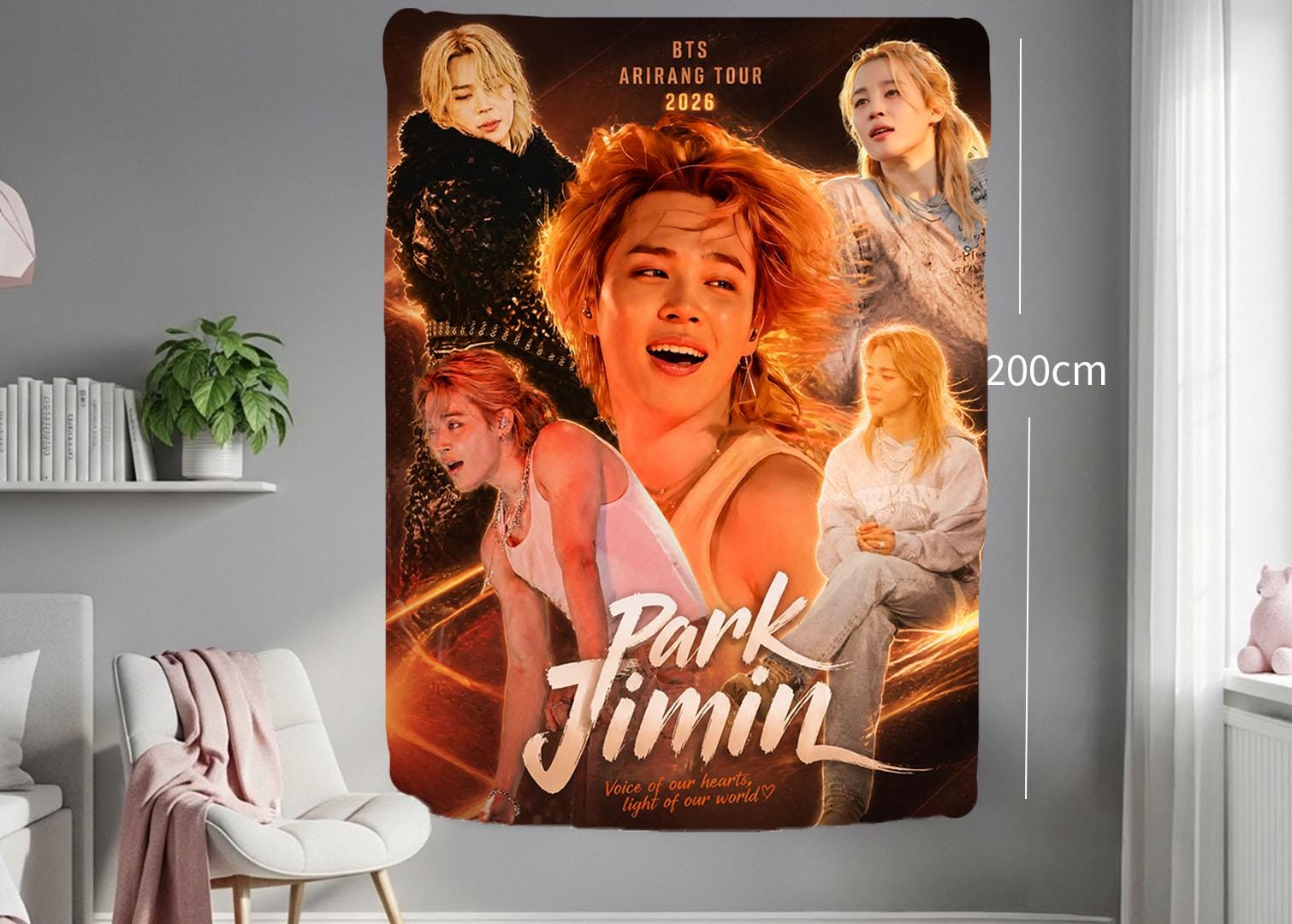 Jimin Hanging Tapestry | Bantan Boys | Personalized Wall Art | Polyester Fabric | Ship Flag Banner