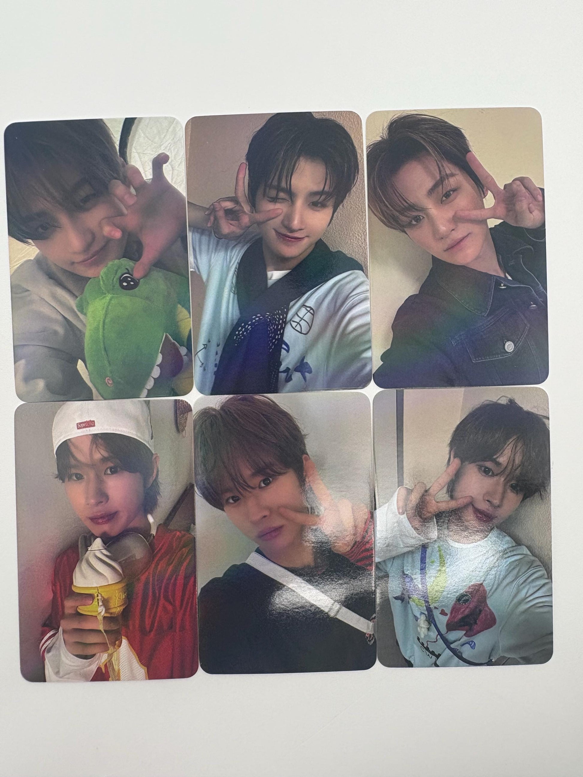 TWS 55pc holographic cards, Shinyu, Dohoon, Youngjae, Hanjin, Jihoon, and Kyungmin