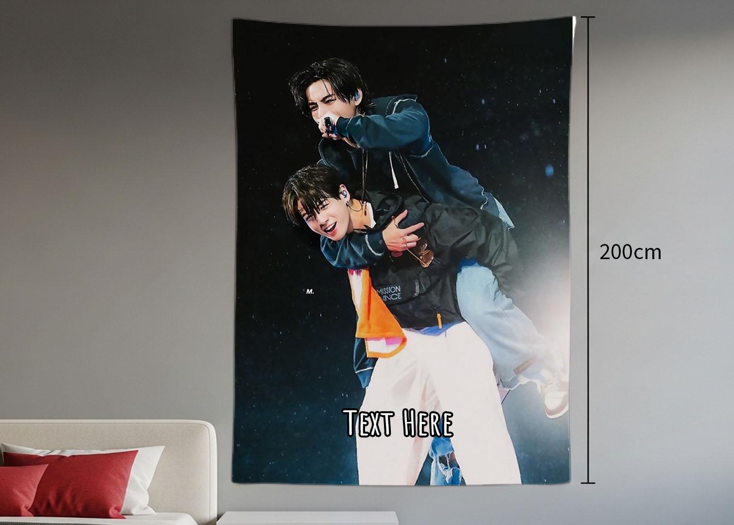 Taekook Hanging Tapestry | Bantan Boys | Personalized Wall Art | Polyester Fabric | Ship Flag Banner