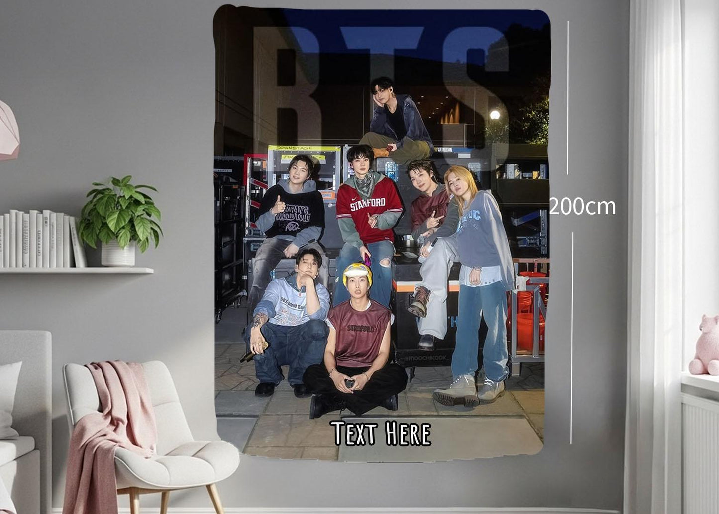 Bangtan Hanging Tapestry | Bantan Boys | Personalized Wall Art | Polyester Fabric | Ship Flag Banner