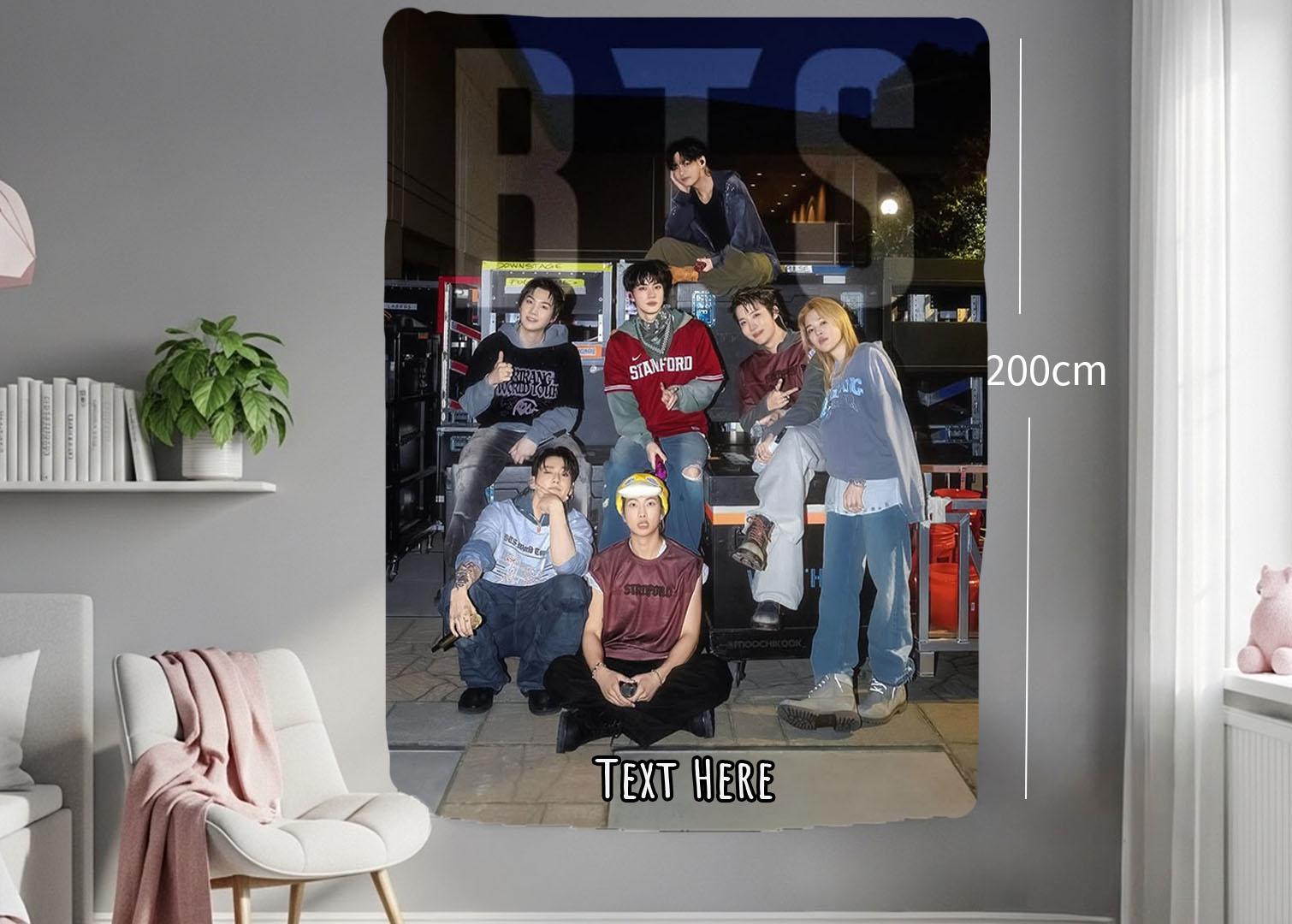 Bangtan Hanging Tapestry | Bantan Boys | Personalized Wall Art | Polyester Fabric | Ship Flag Banner