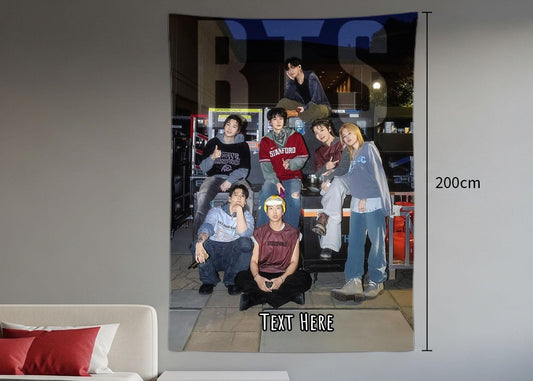 Bangtan Hanging Tapestry | Bantan Boys | Personalized Wall Art | Polyester Fabric | Ship Flag Banner