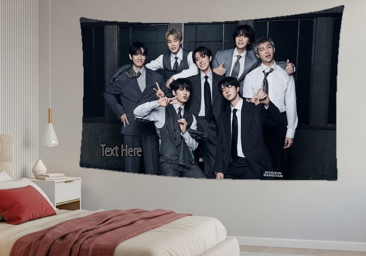 Bangtan Hanging Tapestry | Bantan Boys | Personalized Wall Art | Polyester Fabric | Ship Flag Banner